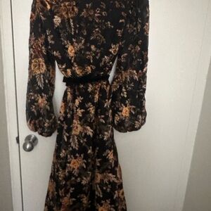 Hutch Black and Brown Floral Long Sleeve Dress
